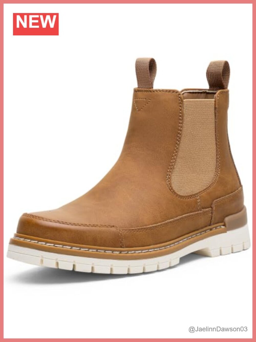 Faux Leather Chelsea Ankle Boots Round Toe Pull On Lug Sole Booties Women's